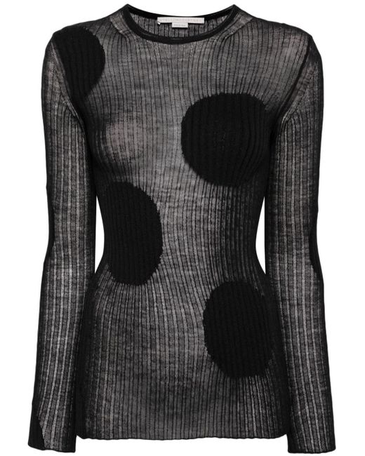 Stella McCartney Black Polka-dot Fine-knit Top