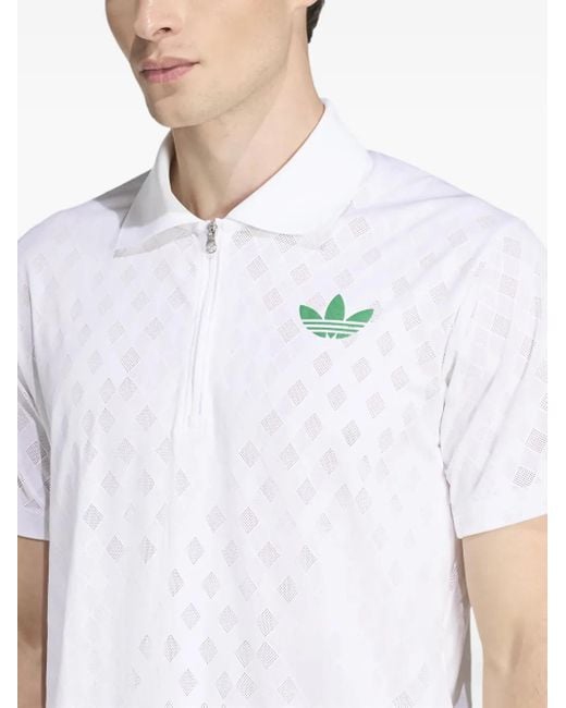 Adidas White Zip-Detail Polo Shirt for men