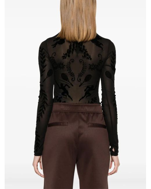 Casablanca Black Devoré-Effect Bodysuit