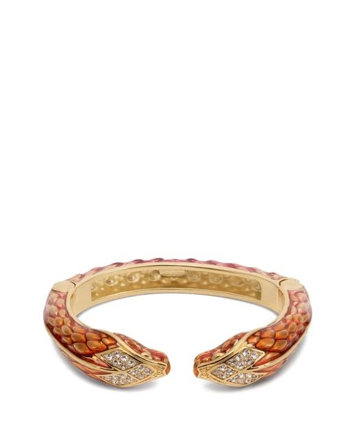 Roberto Cavalli Pink Serpentine Crystal-Embellished Bracelet
