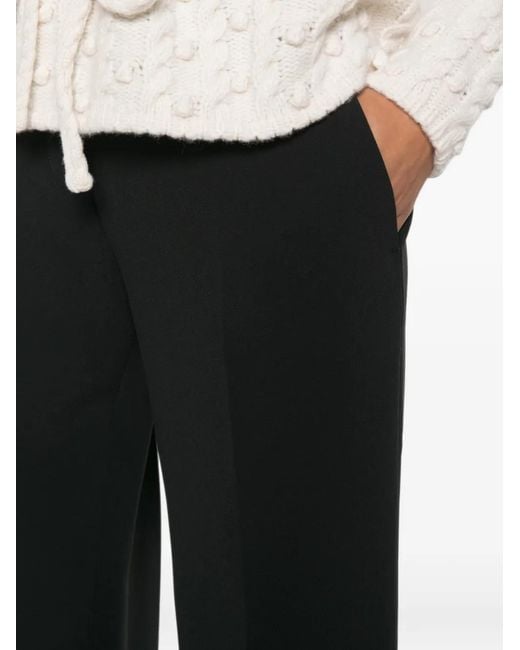 Ermanno Scervino Black Pressed-Crease Wide-Leg Trousers