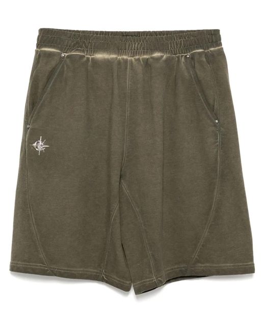 FIVE CM Green Logo-Studs Shorts for men