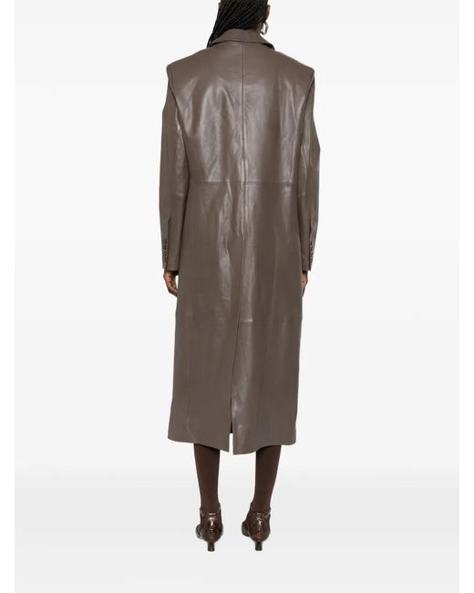 Nanushka Brown Single-Breasted Leather Coat