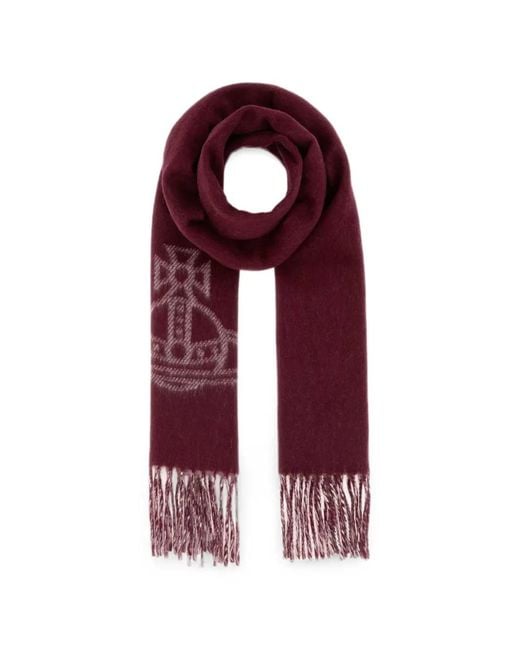 Vivienne Westwood Red Orb-Motif Fringed Scarf