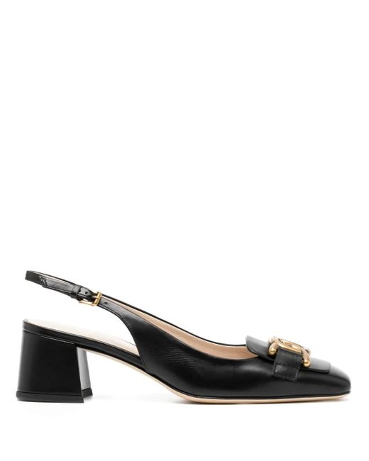 Tod's Black Blush Leather Slingback Pumps