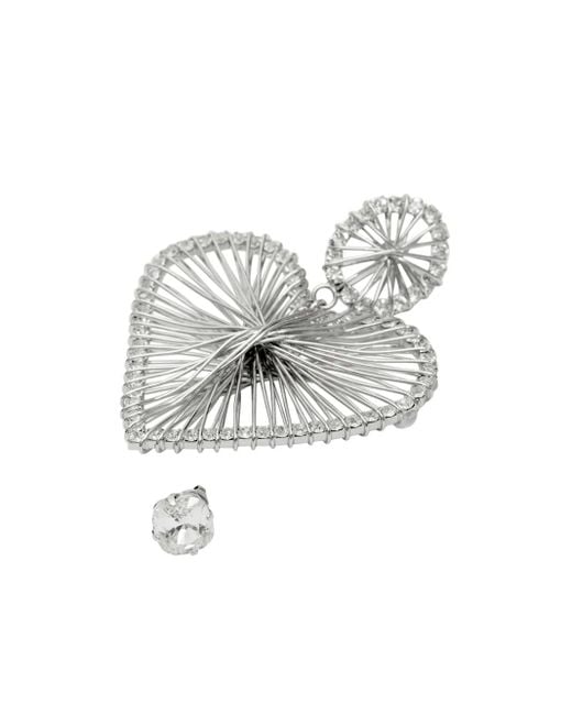 Isabel Marant White Heart-Shaped Crystal Earrings