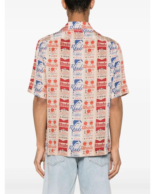 Rhude Red Voyage De Silk Shirt for men