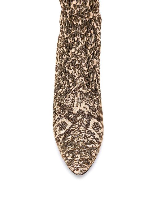 Saint Laurent Brown Snake-Print Elasticated Boots