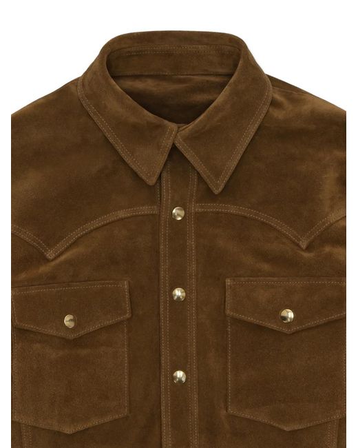 Fortela Brown Chest-Pocket Suede Jacket for men