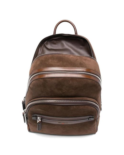 Santoni Brown Sac À Dos En Daim À Fermeture Zippée for men