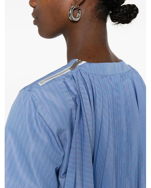 Sacai Blue Cotton Mini Dress