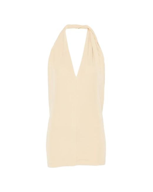 Totême White Twisted Halterneck Top