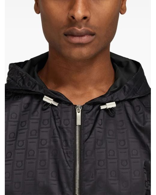 Ferragamo Black Windbreaker With Monogram for men