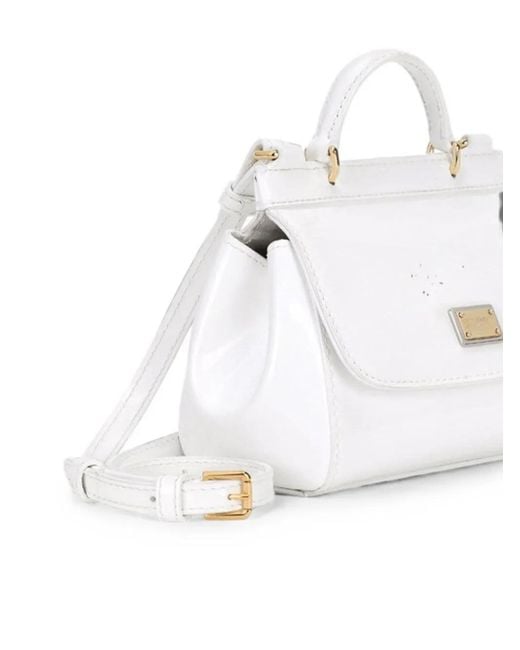 Dolce & Gabbana White Mini Sicily Leather Shoulder Bag