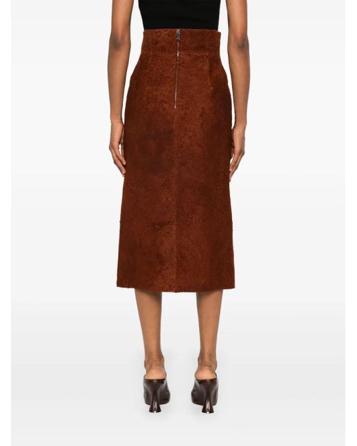 Alexander McQueen Brown Suede Midi Skirt