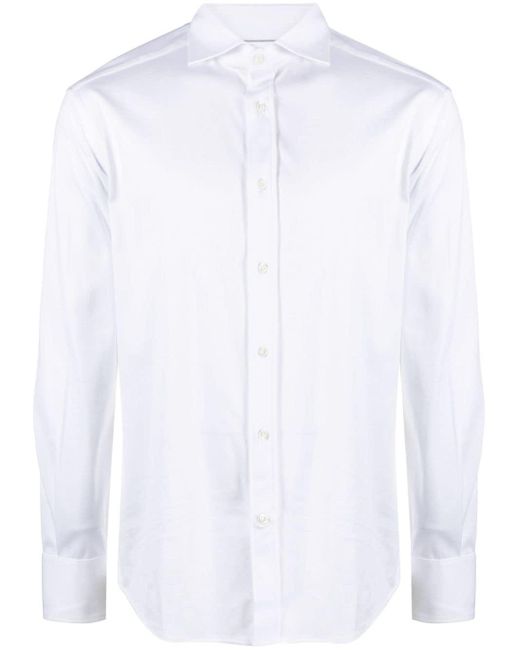 Brunello Cucinelli Katoenen Overhemd Met Gespreide Kraag in het White voor heren