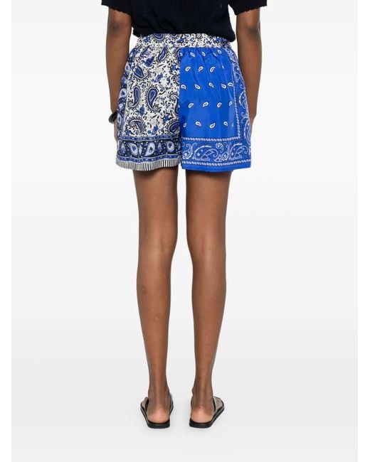 P.A.R.O.S.H. Blue Paisley Print Shorts