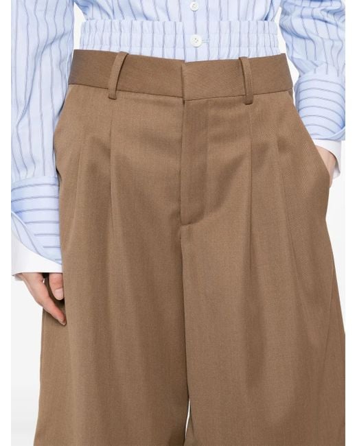 Monse Natural Double-Waistband Wide Leg Shorts