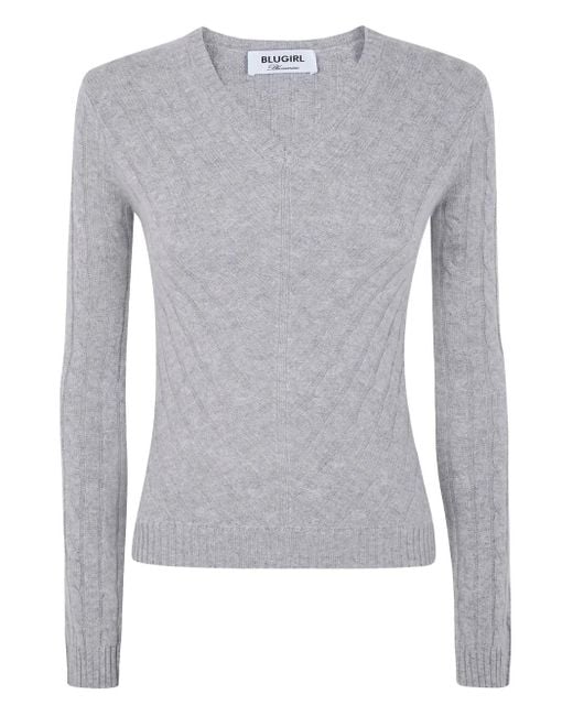 Blugirl Blumarine Gebreide Trui Met V-Hals in het Gray