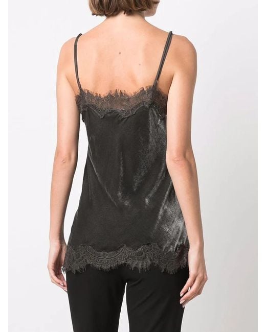 Gold Hawk Black Lace-Trim Camisole Top