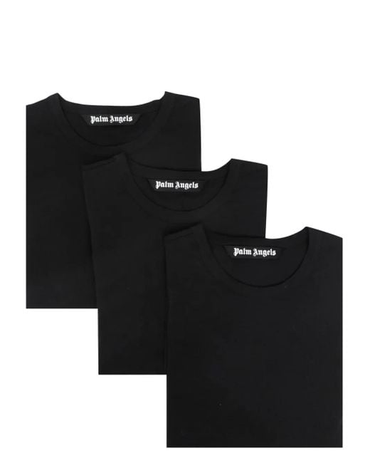 Palm Angels Black Round-Neck Short-Sleeve T-Shirt (Pack Of Three) for men