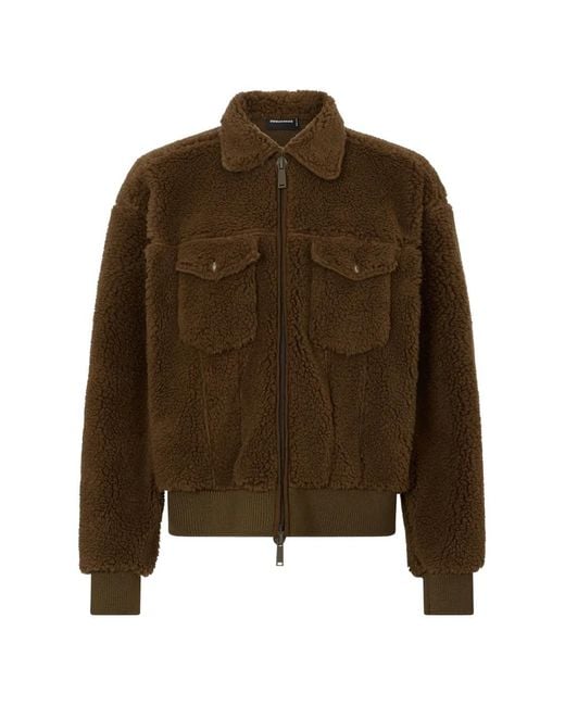 DSquared² Brown Teddy Oversized Jean Jacket for men