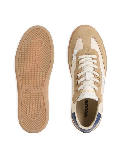 Woolrich Natural Doubleu Suede-Details Sneakers for men