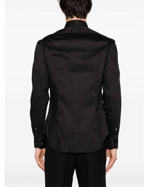 Emporio Armani Black Classic-collar Poplin Shirt for men