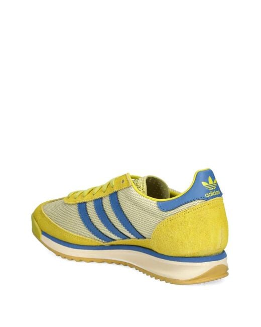 Adidas Yellow Sl 72 Three-Stripe Suede Sneakers for men