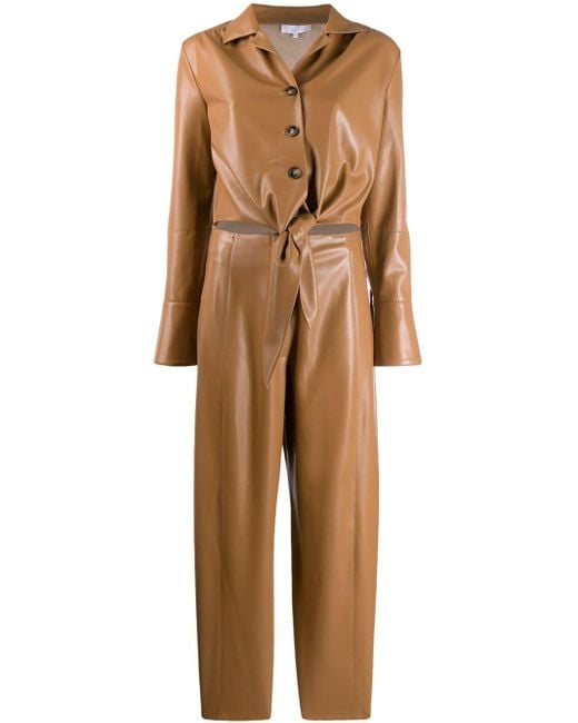 Nanushka Brown Faux Leather Jumpsuit