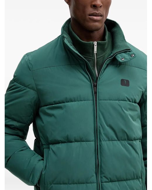 Trussardi Green Logo-Patch Puffer Jacket for men