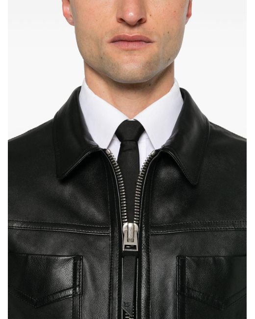 Tom Ford Black Four-pocket Leather Jacket for men