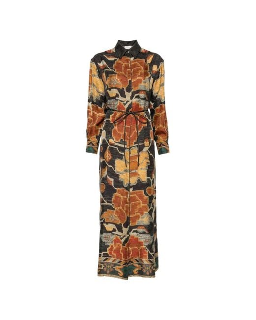 Pierre Louis Mascia Metallic Graphic-Print Maxi Dress
