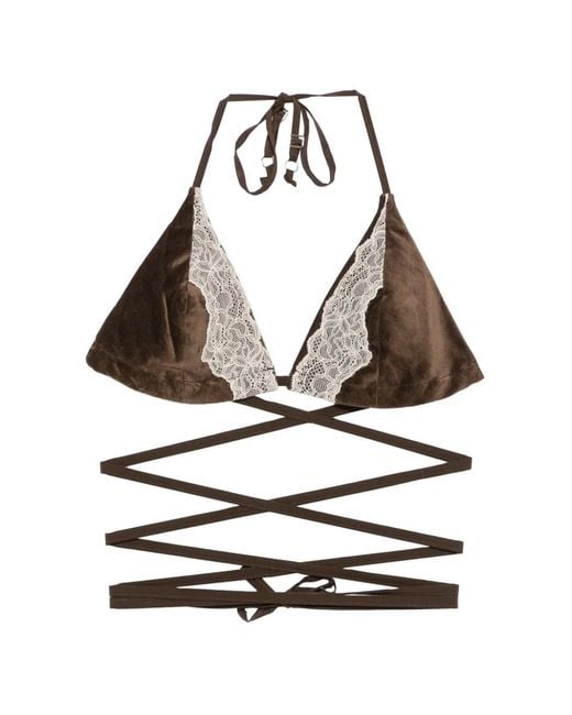 Jejia White Lace-Trim Velvet Top