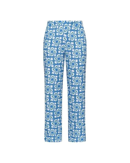 Maliparmi Blue Mouliné-Print Side-Slit Trousers
