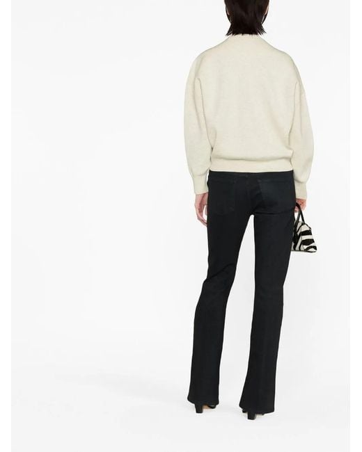 Isabel Marant Natural Crew-Neck Sweater With Print