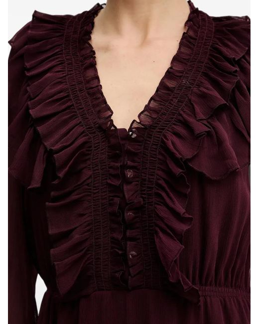 Morgan Purple Ruffled Long-Sleeve Mini Dress