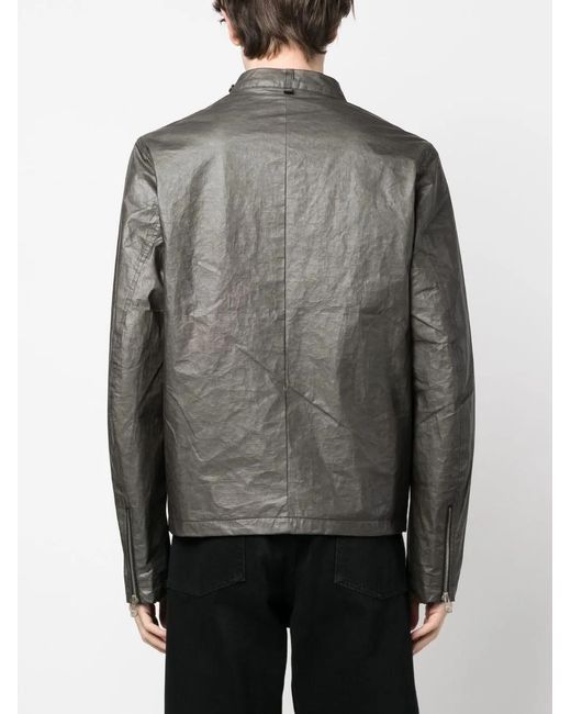 DIESEL Gray Crinkle-Effect Zip-Up Jacket for men