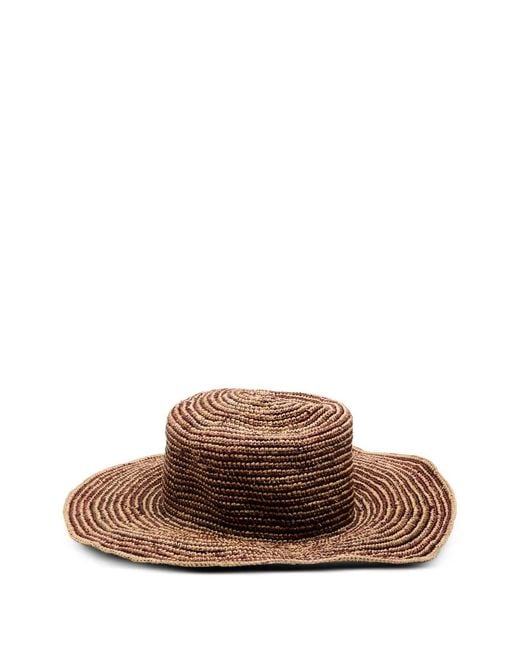 Sensi Studio Brown Crochet Straw Hat