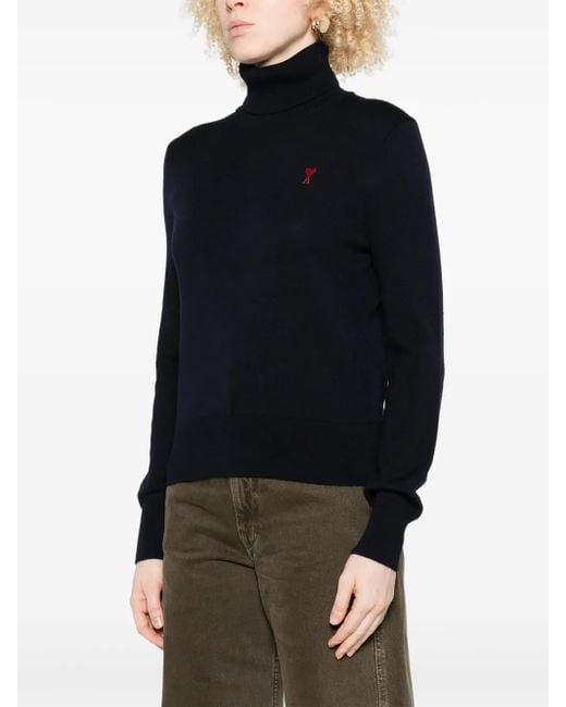 AMI Black Ami De Coeur Turtleneck Sweater