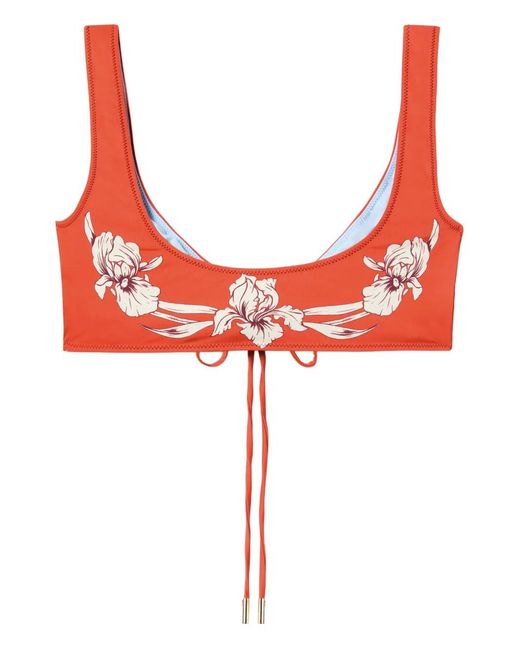 LaDoubleJ Red Haut De Bikini À Fleurs
