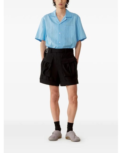 Lanvin Blue Striped Button Shirt for men