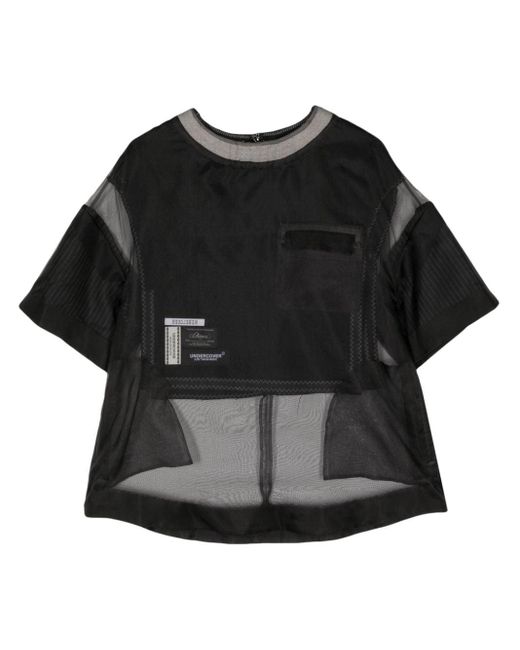Undercover Black Tulle-panelled T-shirt