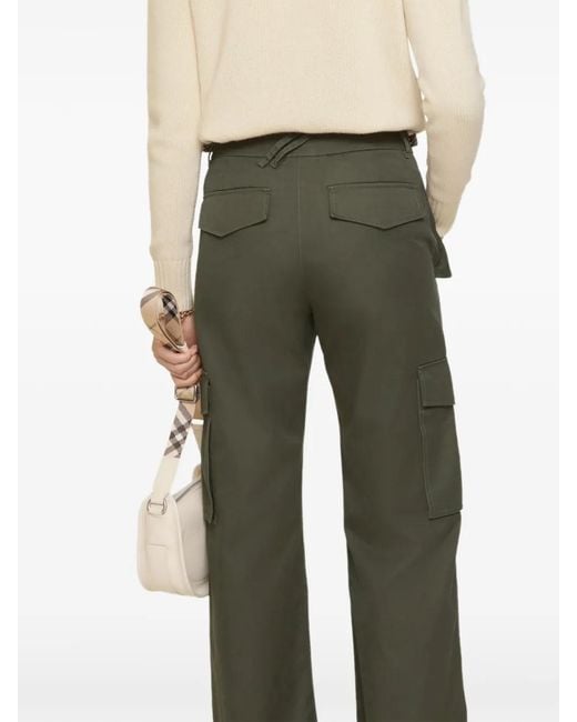 Burberry Green Check Trim Gabardine Cargo Trousers