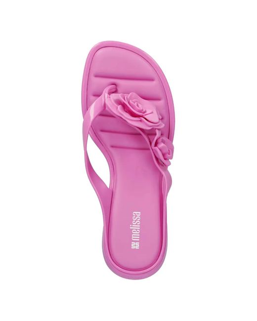 Melissa Pink Petals Kitten-Heel Flip-Flops