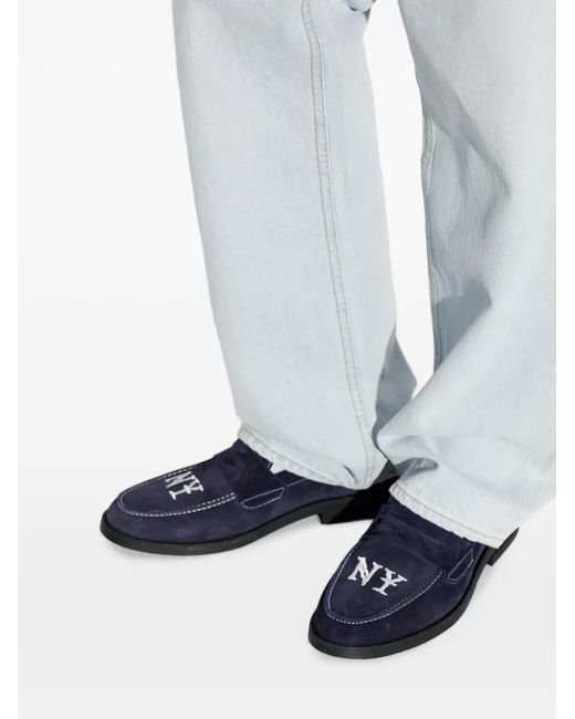 Duke & Dexter Blue Mocassins En Daim À Broderies Wilde Ny for men