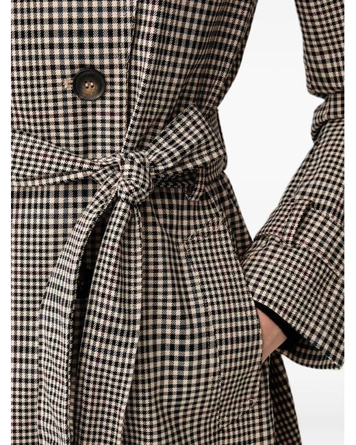 DKNY Natural Gingham-Pattern Hooded Trench Coat