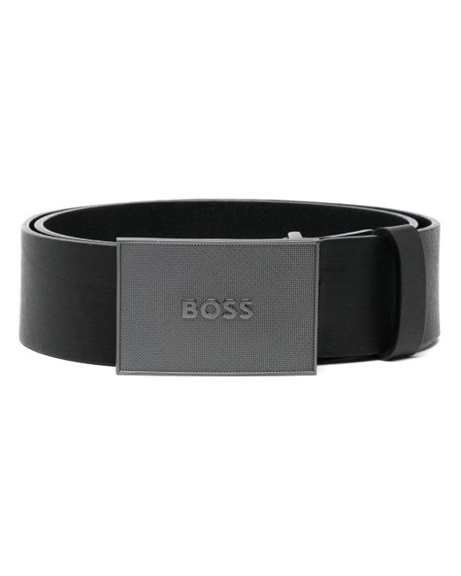BOSS by HUGO BOSS Leather Icon-v Logo-buckle Belt in Black for Men ...