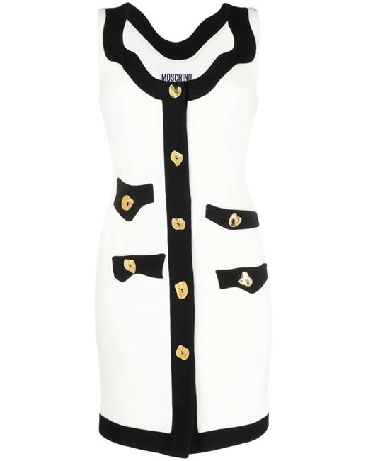 Moschino White Contrast-Border Sleeveless Minidress