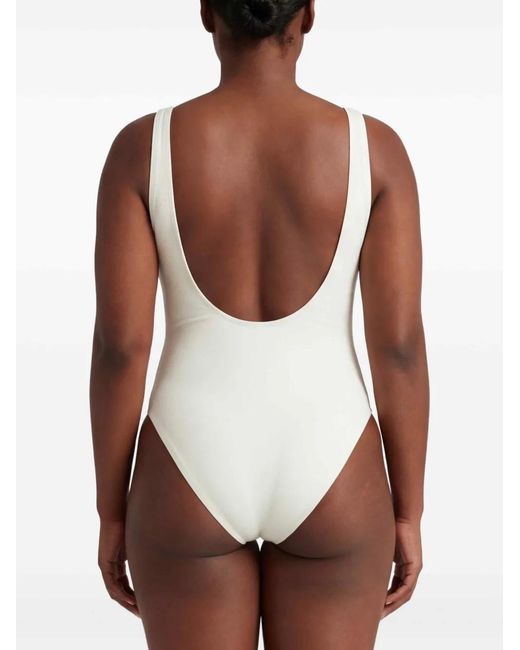 Polo Ralph Lauren White Polo Logo-Print Swimsuit